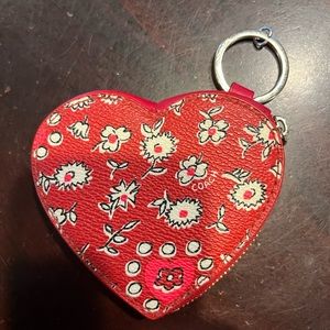 Coach heart shaped red coin purse
